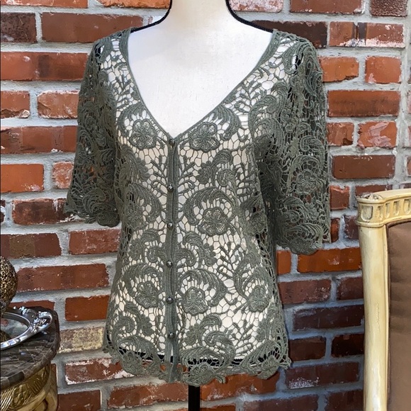 Questions by Say What? Tops - Crochet Button Up Top